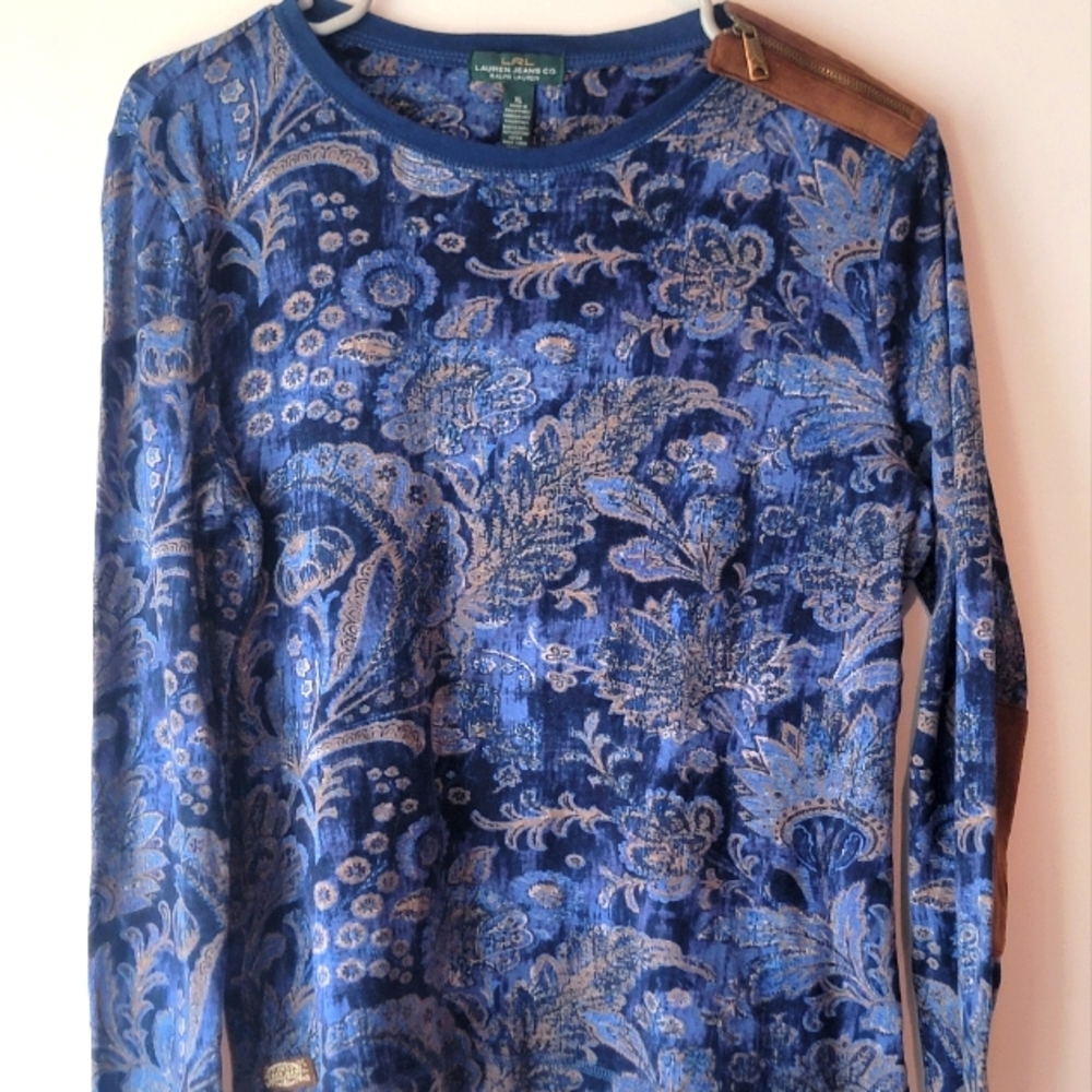 Lauren Ralph Lauren blue paisley pullover Blue size XL